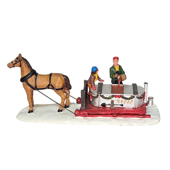 Vintage Lemax Maple Sled Tree Pails Horse 2000 Retired HTF 03321 Table Accent - Picture 1 of 8